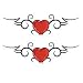 DUAL TRIBAL HEART DESIGN No. 1 Temporary Tattoo 2.5x3.5