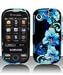 Black with Blue Hawaiian Flowers Design Snap on Hard Skin Shell Protector Faceplate Case for Samsung Messager Touch R630 R631