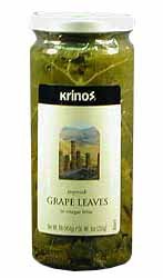 Imported Grape Leaves (krinos) 1lb jar, DR.WT. 9oz
