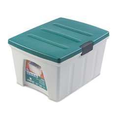 Rubbermaid 85006 Simplifile Universal File Tote, Adjustable Rails, Platinum, Green Lid