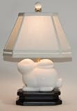 White Porcelain Bunny Rabbit Accent Table Lamp