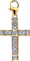 Cross, 14K Yellow Gold Diamond Charm