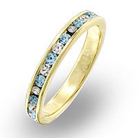 Simulated Aquamarine and Clear Swarovski Crystal Band