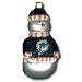 Blown Glass Snowman Ornament - Miami Dolphins