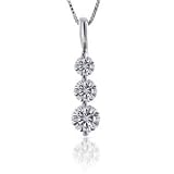 14K White Gold 1.00 Carat. Three-Stone Diamond Pendant (G-H;SI1-SI2)