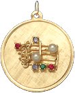 Music Bar on Disc, 14K Gold Charm