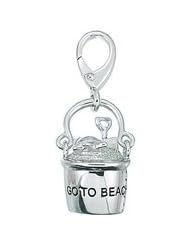 Genuine Zable (TM) Product. 925 Sterling Silver "Go To Beach" Bucket Clip-on Bead Charm. 100% Satisfaction Guaranteed.