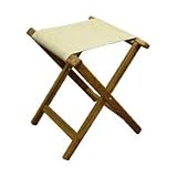 Plantation Teak Folding Camp Stool with Canvas Seat