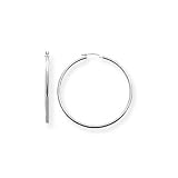 14k White Gold Small (S) Size 5/8(15mm) Plain Classic Hoop Earrings, High Polished