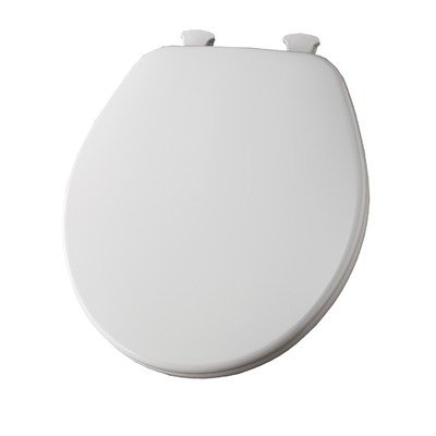 Round Molded Wood Toilet Seat Easy Clean and Change Hinges Finish: Silver