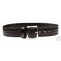 HWC POLICE FIRE EMT EMS SECURITY BLACK LEATHER UNIFORM DUTY GARRISON BELT BASKETWEAVE STYLE, MADE IN USA, SIZE 42"