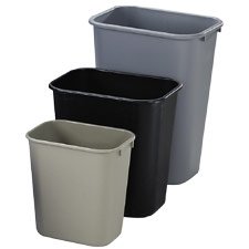 Plastic Wastebasket, Large, 41 1 4 quart, Gray, 12 carton RUB295700GY