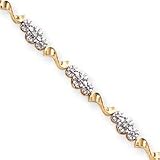 14k Two-Tone Fancy Floral Diamond Tennis Bracelet
