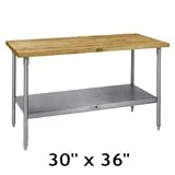 30 x 36 Maple Top Worktable w  Galvanized Base and Undershelf (16-0225) Category: Wood... by John Boos & Company