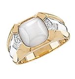 Men's 10kt. Gold, Gray Cat's Eye & Diamond Ring