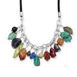 .925 Silver & Multi-Stone Beads on Leather Cord- 16"
