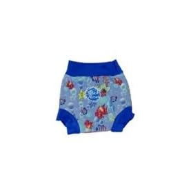 Splash About neoprene Happy Nappy (swim nappy), Fish Print with Royal Blue rib, X Large (12-24 months)