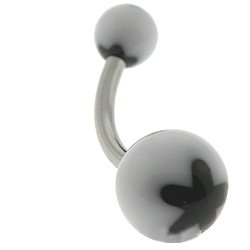 Black FLOWER Belly Button Ring by Black Belly Button Rings