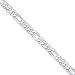 Sterling Silver 4mm Pave Flat Figaro Chain - 20 Inch - Italian