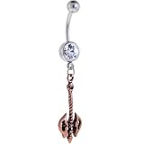 Copper Gothic Axe Crystalline Gem Dangle Belly Ring