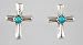 Jewelry : Sterling Silver Turquoise Cross Earrings, #2482