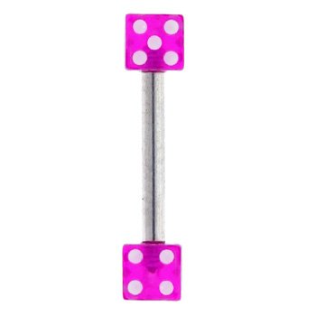 Purple DICE Straight Barbell EYEBROW Ring