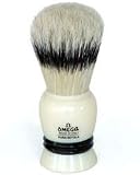 Omega Cream Striped Boar's Hair Shaving Brush with Stand - #80267