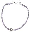 Discount Jewelry - Silver Amulet in Chain Necklace Made with Amethyst Gemstone 18 inches
