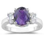 1.82 Cts White Sapphire & 3.99 Cts Amethyst Ring in Platinum