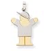 14k Two-Tone Large Boy with Hat on Right Engraveable Charm - JewelryWeb