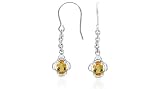 Oval Cut Citrine Dangling Earrings Sterling Silver