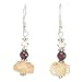 Citrine, Garnet, and Swarovski Crystal Bead Dangle Earrings with Sterling Silver, #7946