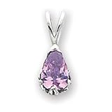 Sterling Silver Antiqued Pink CZ (Cubic Zirconia) Pendant with 20 inch Sterling Silver Chain