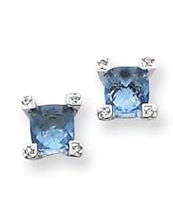 Sterling Silver Blue & Clear CZ Earrings QE3084"