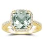 0.30 Cts Diamond & 3.67 Cts Green Amethyst Ring in 14K Yellow Gold