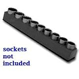 1/2 In Drive Shallow / Deep Socket Organizer w/ Magnetic Base - Black