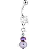Genuine Swarovski® Pearl DICHROIC GLASS Belly Ring