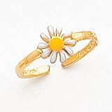 14k Yellow Gold Enameled Daisy Toe Ring