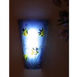 Blue Sea Yellow Fish Aquarium Scene Sconce (Colored Glass) (10