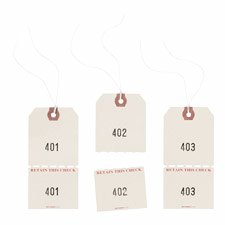 Extra-Large Strung Manila Claim Checks, 4-3/4x2-3/8, 1-500, White Twine, 50