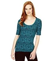 Pure Cotton Crockery Print T-Shirt