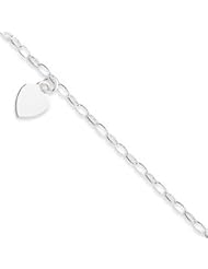 Sterling Silver Baby Bracelet w/Dangling Flat Heart