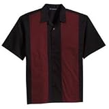 Port Authority Twill Retro Camp Shirt in Black W/ Burgundy in X-Large