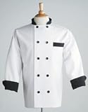 White w/Black Trim, 10 Button Thermometer Pocket, X-Large