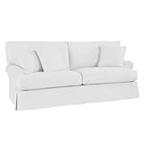 Davenport Sofa Slipcover - Ballard Essential Fabrics Super White Twill- Ballard Designs