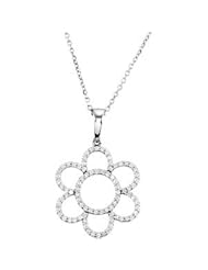 14K White Gold Diamond Flower Necklace