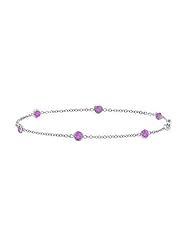 Station Bracelet Amethyst By the Yard in 14K White Gold 7 Inch Long with 0.60 Carat Total Weight