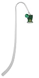 3 D St. Patrick's Day Hat Silver Plated Charm Bookmark with Emerald Swarovski Drop