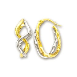 14k Two-Tone Modern ZigZag Earrings