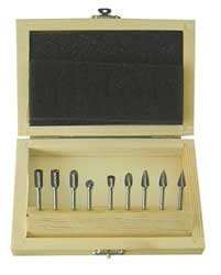 Westward 2LYR3 Carbide Bur Set, Single Cut, 1/8 In, 9 Pcs